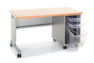 Cascade® Teacher Desk, Right-hand w/ two 3" Totes, and one 12" Tote