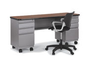 Cascade® Teacher Desk, Double Pedestal, w/ two Box / Box / File Peds