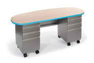 Cascade Teacher Desk, Double Bullet, w/ two Box / Box / File Peds