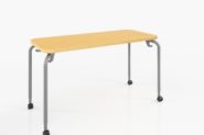 Adjustable Height Two-Student Desk, with casters in Fusion Maple