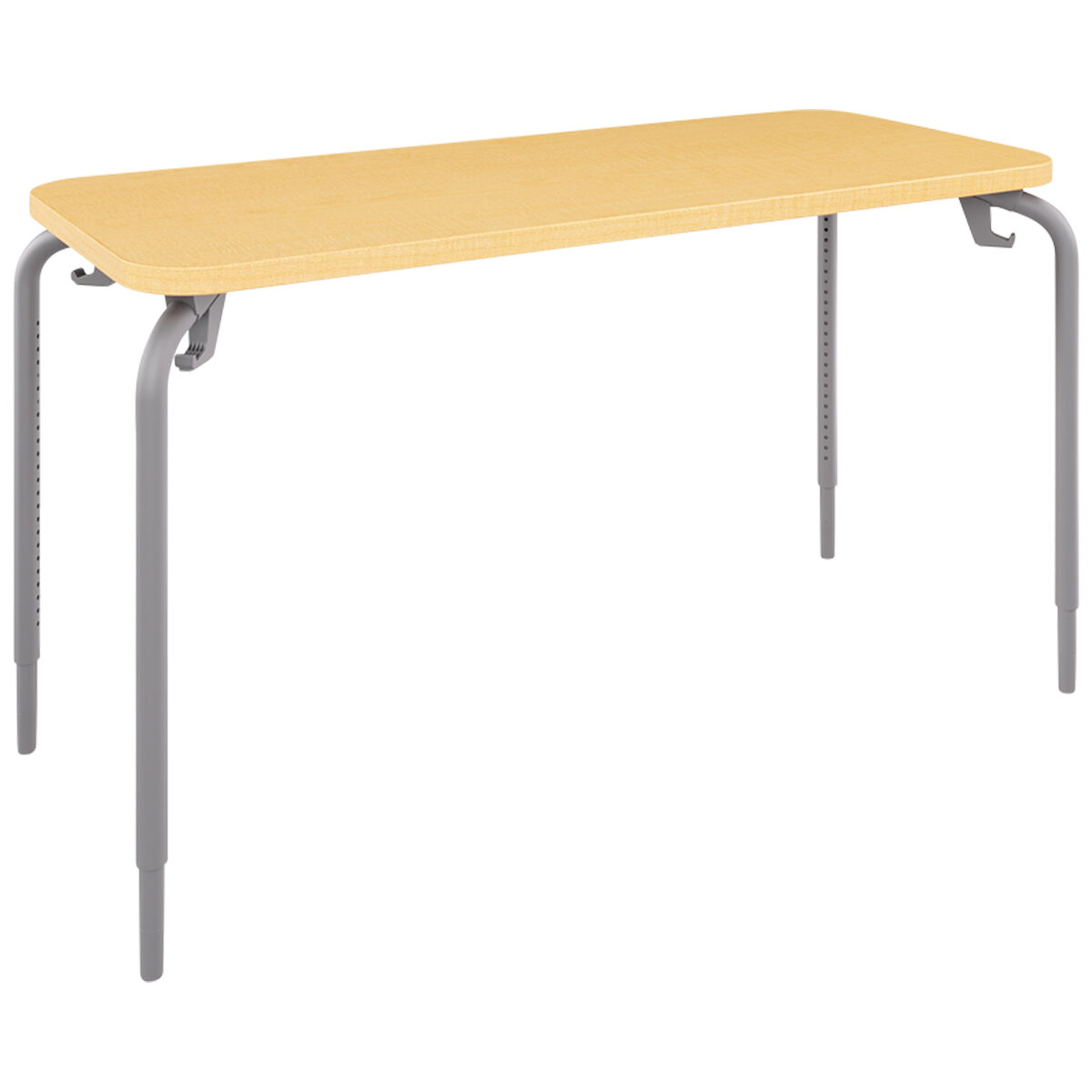 Adjustable Height Two-Student Desk, 24 x 54 in Fusion Maple